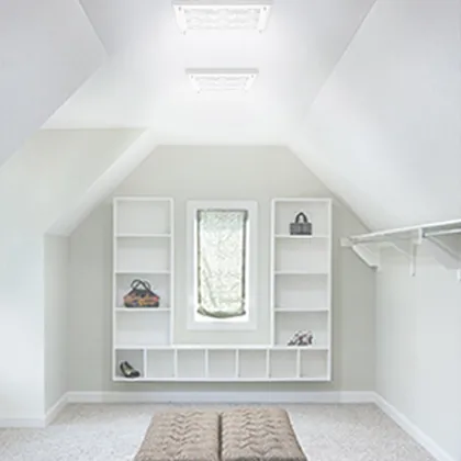 Walk in closet gets additional daylight from two Solatube&rsq;s