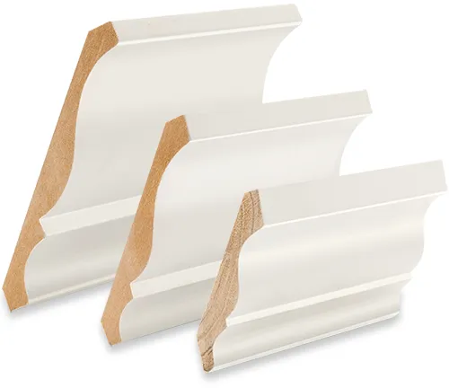 Samples of crown ceiling moulding in three sizes