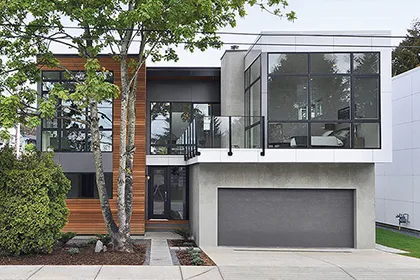Modern two story remodel featuring Marvin windows and doors
