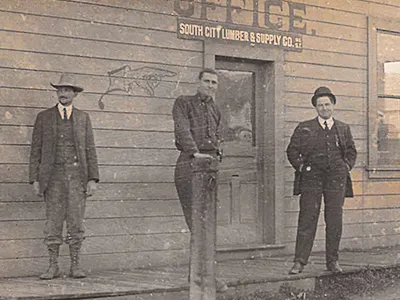 The original South City Lumber & Supply office building as seen in this vintage 1910 photograph